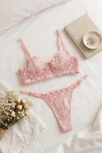 Pink Cotton Fabric Underwire Unsupport 