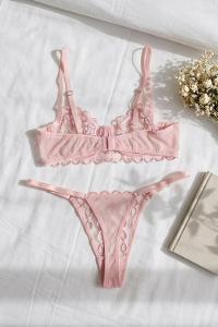 Pink Cotton Fabric Underwire Unsupport 