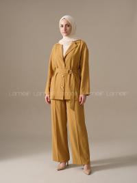 Oil Green Shirt Collar Long Arm Tensel Regular Trousers Comfortable Suit