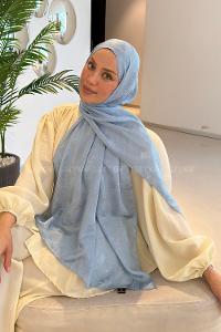 Lamelif Ağaçdalı Desen Ayrobin Floş Jakar  Şal Bebe Mavisi