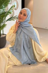 Lamelif Ağaçdalı Desen Ayrobin Floş Jakar  Şal Bebe Mavisi