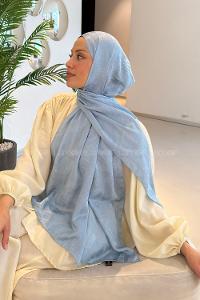 Lamelif Ağaçdalı Desen Ayrobin Floş Jakar  Şal Bebe Mavisi