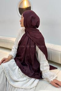 Lamelif Ağaçdalı Desen Ayrobin Floş Jakar  Şal Koyu Bordo