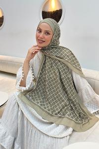 Lamelif  Etnik Desen Bambu Şal Mint Yeşili