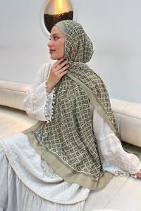 Lamelif  Etnik Desen Bambu Şal Mint Yeşili