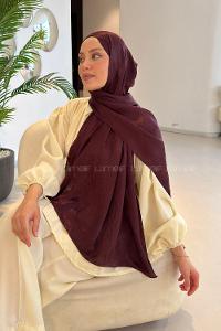 Lamelif Kapadokya Desen Ayrobin Floş Jakar  Şal Koyu Bordo