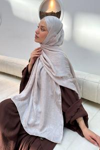 Lamelif Kapadokya Desen Ayrobin Floş Jakar  Şal Vizon