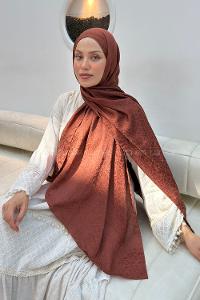 Lamelif Zincir Halka Desen Ayrobin Floş Jakar  Şal Badem