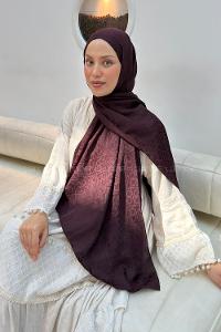 Lamelif Zincir Halka Desen Ayrobin Floş Jakar  Şal Koyu Bordo
