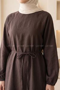 Bitter Brown Crew Neck Cotton Dresess