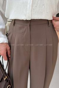 Khaki Viscose Fabric Polyester High Waist Material Pants