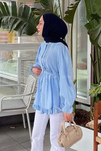 Baby Blue Crew Neck Long Arm Ayrobin Unprinted Shirt