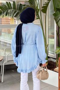 Baby Blue Crew Neck Long Arm Ayrobin Unprinted Shirt