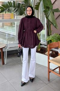 Plum Crew Neck Long Arm Ayrobin Unprinted Shirt