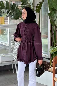 Plum Crew Neck Long Arm Ayrobin Unprinted Shirt