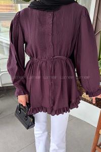 Plum Crew Neck Long Arm Ayrobin Unprinted Shirt