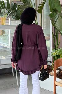 Plum Crew Neck Long Arm Ayrobin Unprinted Shirt