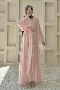 Lamelif Bolerolu Tül Cupra Elbise Pembe