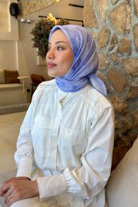 Lamelif Bulut Desen Soft Eşarp Lila