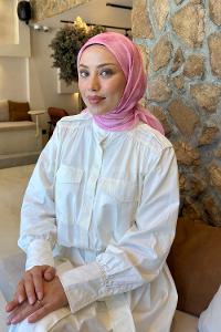 Lamelif Bulut Desen Soft Eşarp Şeker Pembe