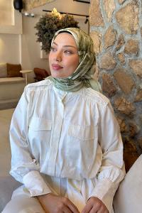 Lamelif Lotus Desen Soft Eşarp Mint Yeşil