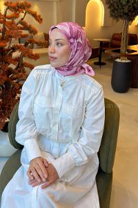 Lamelif Lotus Desen Soft Eşarp Şeker Pembe