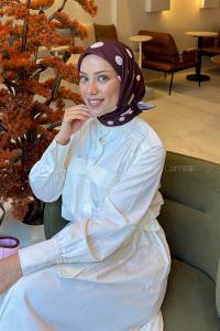 Lamelif Puantiye Desen Soft Eşarp Koyu Bordo