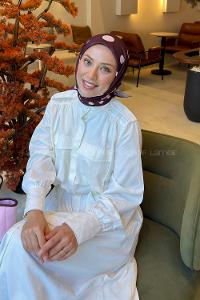 Lamelif Puantiye Desen Soft Eşarp Koyu Bordo