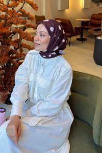Lamelif Puantiye Desen Soft Eşarp Koyu Bordo