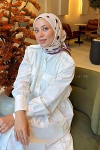 Lamelif Puantiye Desen Soft Eşarp Mürdüm