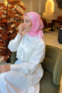 Lamelif Puantiye Desen Soft Eşarp Şeker Pembe