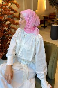 Lamelif Puantiye Desen Soft Eşarp Şeker Pembe