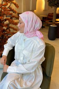 Lamelif Puantiye Desen Soft Eşarp Toz Pembe
