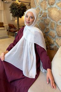 Lamelif  Müslin Krinkıl Şal Kırık Beyaz