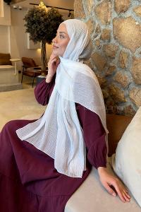 Lamelif  Müslin Krinkıl Şal Kırık Beyaz
