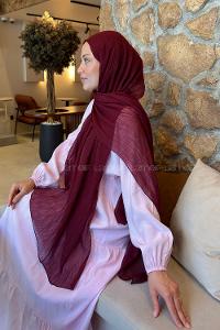 Lamelif  Müslin Krinkıl Şal Koyu Bordo