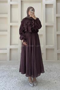 Lamelif Volan Detaylı Takım Bordo