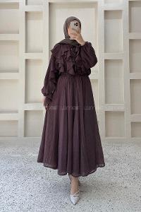 Lamelif Volan Detaylı Takım Bordo