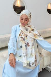 Lamelif Batik Çiçek Desen Bambu Şal Sarı