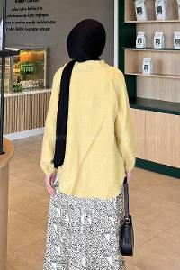 Lamelif Düz Keten Kimono Sarı