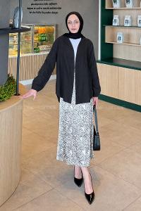 Lamelif Düz Keten Kimono Siyah