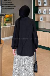 Lamelif Düz Keten Kimono Siyah