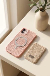 Lamelif iPhone 11 Swarovski Taşlı Mıknatıs Cüzdanlı Macsafe Kılıf