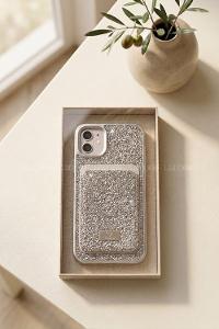 Lamelif iPhone 11 Swarovski Taşlı Mıknatıs Cüzdanlı Macsafe Kılıf