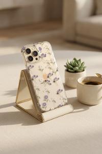 Lamelif iPhone 11 Mavi Çiçekli Taşlı Telefon Kılıfı