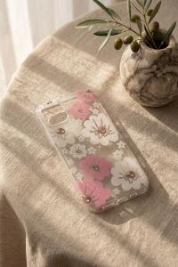 Lamelif iPhone 11 Pembe Çiçekli Taşlı Telefon Kılıfı