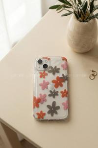Lamelif iPhone 13/14 Çiçekli Taşlı Telefon Kılıfı