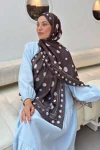 Lamelif Puantiye Desen Soft Şal Acı Kahve
