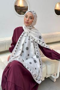 Lamelif Puantiye Desen Soft Şal Bej