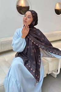 Lamelif Puantiye Desen Soft Şal Kahverengi